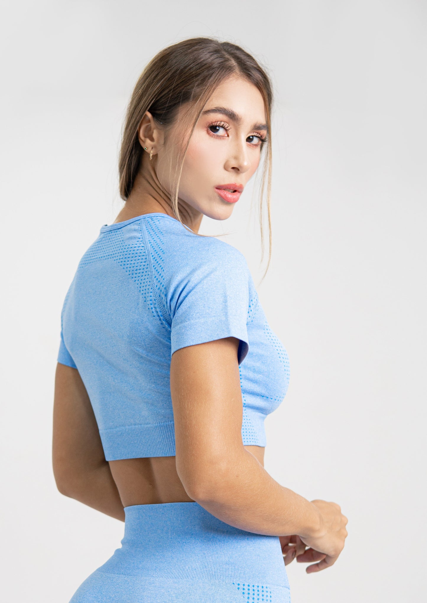 TOP MANGA CORTA SEAMLESS LITE AZUL